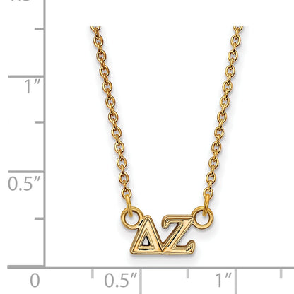 Gold Plated Sterling Silver Logoart Delta Zeta Sorority Greek Letters Extra Small Pendant 18 Inch Necklace