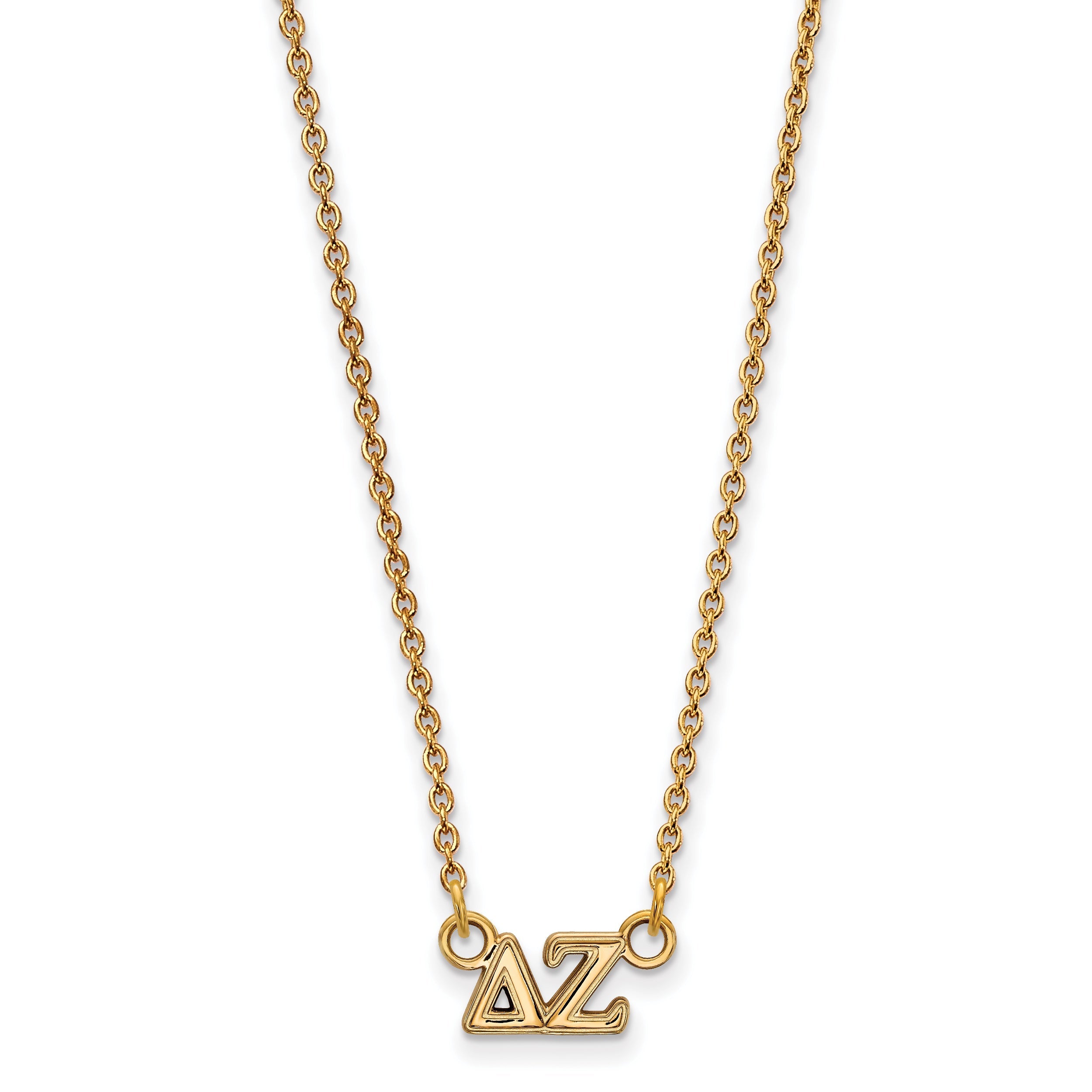 Gold Plated Sterling Silver Logoart Delta Zeta Sorority Greek Letters Extra Small Pendant 18 Inch Necklace