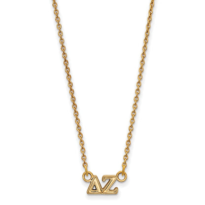 Gold Plated Sterling Silver Logoart Delta Zeta Sorority Greek Letters Extra Small Pendant 18 Inch Necklace