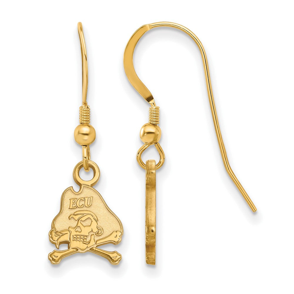 Gold Plated Sterling Silver Logoart East Carolina University Pirate Extra Small Dangle Wire Earrings