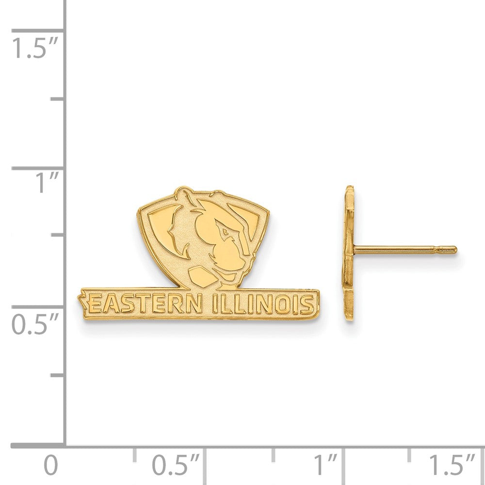 Gold Plated Sterling Silver Logoart Eastern Illinois University Small Post Earrings