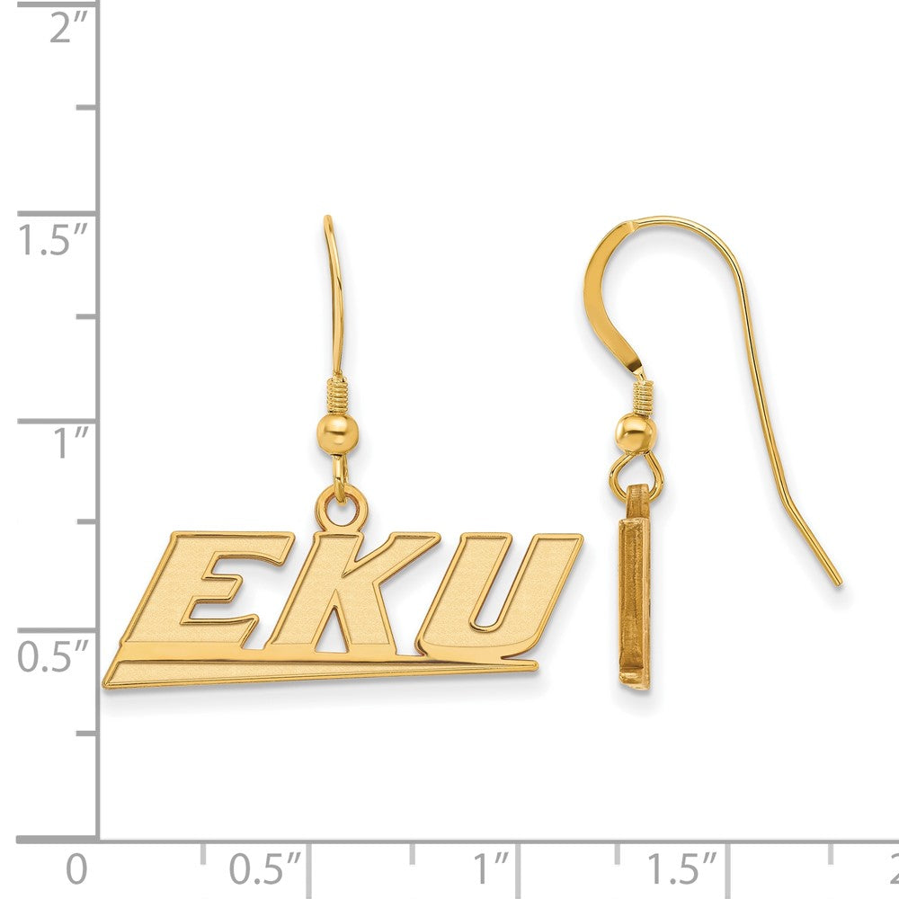 Gold Plated Sterling Silver Logoart Eastern Kentucky University E K U Small Dangle Earrings