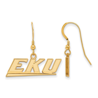 Gold Plated Sterling Silver Logoart Eastern Kentucky University E K U Small Dangle Earrings