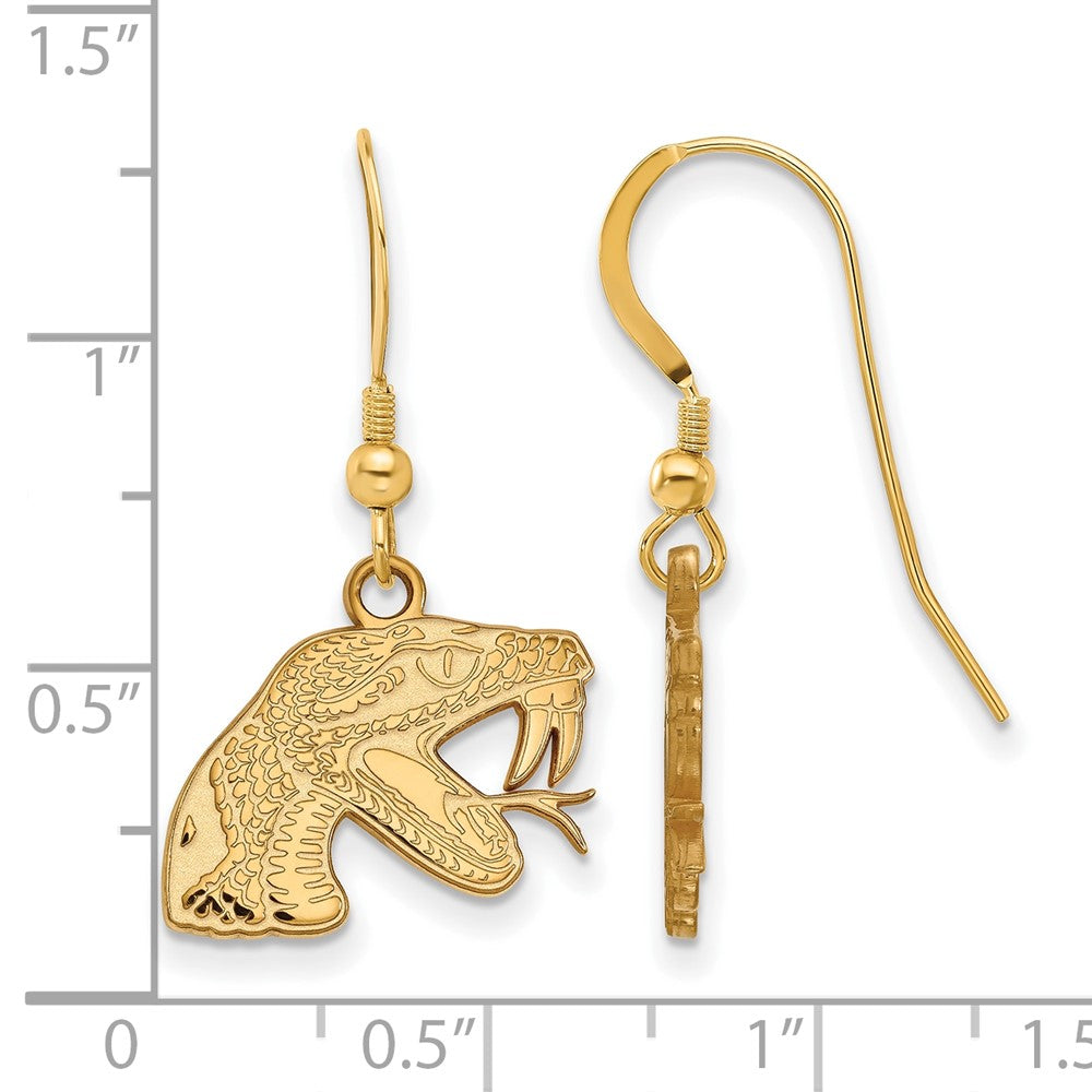 Gold Plated Sterling Silver Logoart Florida A And M University Rattler Small Dangle Wire Earrings