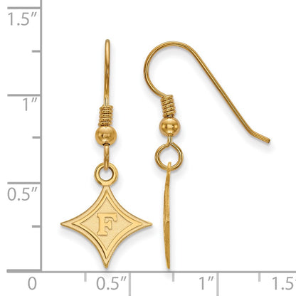 Gold Plated Sterling Silver Logoart Furman University Small Dangle Wire Earrings