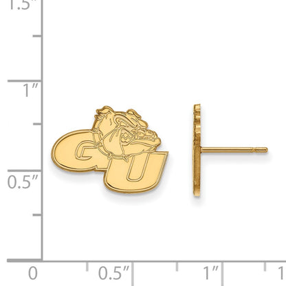 10K Yellow Gold Logoart Gonzaga University G U Bulldog Small Post Earrings