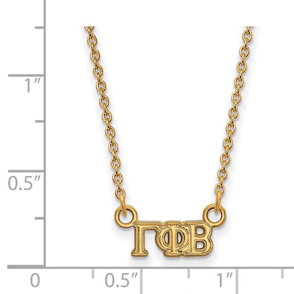 Gold Plated Sterling Silver Logoart Gamma Phi Beta Sorority Greek Letters Extra Small Pendant 18 Inch Necklace