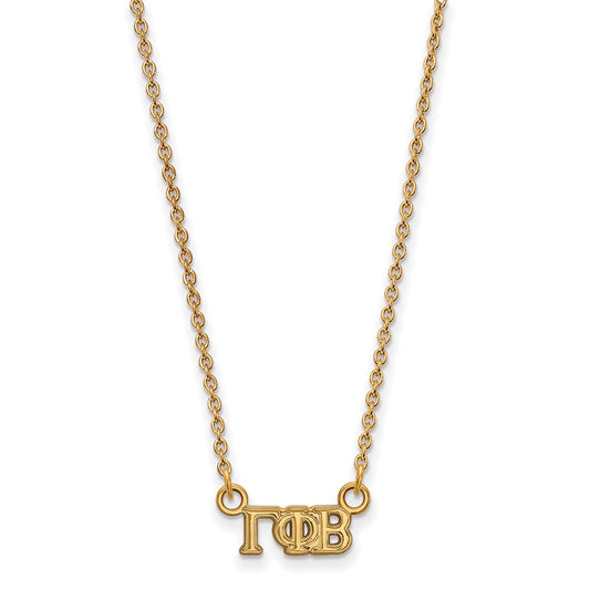 Gold Plated Sterling Silver Logoart Gamma Phi Beta Sorority Greek Letters Extra Small Pendant 18 Inch Necklace