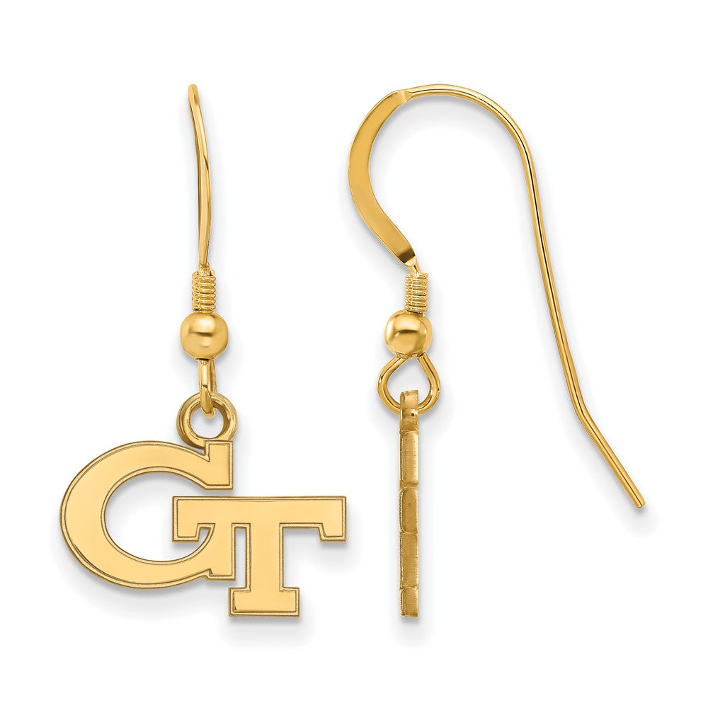 Gold Plated Sterling Silver Logoart Georgia Institute Of Technology G T Extra Small Dangle Wire Earrings