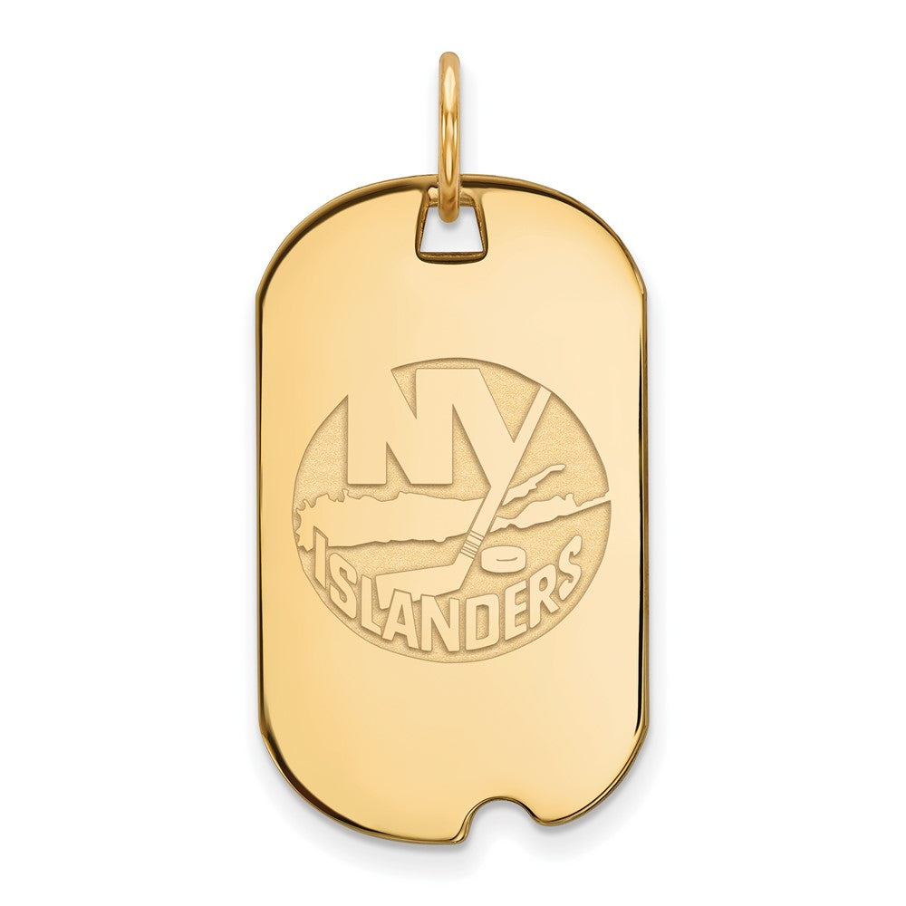 Gold Plated Sterling Silver Nhl Logoart New York Islanders Small Dog Tag Pendant