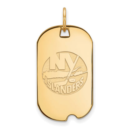 Gold Plated Sterling Silver Nhl Logoart New York Islanders Small Dog Tag Pendant