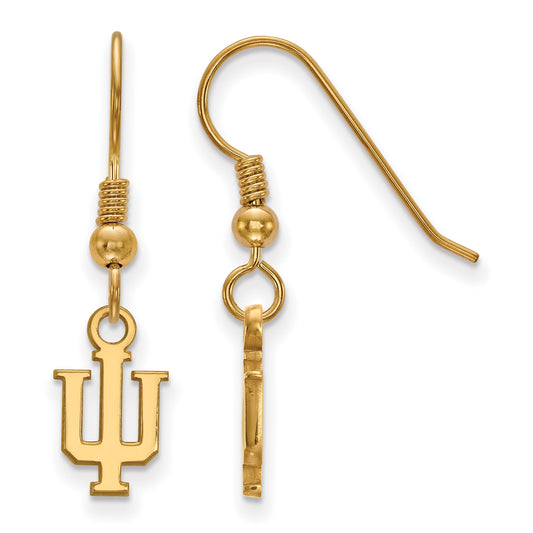 Gold Plated Sterling Silver Logoart Indiana University I U Extra Small Dangle Wire Earrings