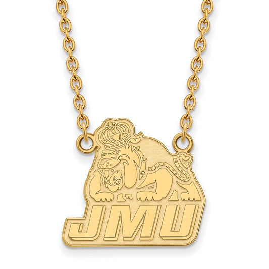 Gold Plated Sterling Silver Logoart James Madison University Large Pendant 18 Inch Necklace