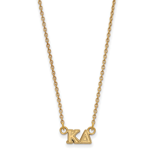 Gold Plated Sterling Silver Logoart Kappa Delta Sorority Greek Letters Extra Small Pendant 18 Inch Necklace
