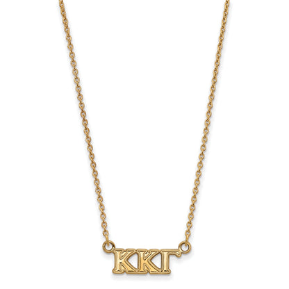 Gold Plated Sterling Silver Logoart Kappa Gamma Sorority Greek Letters Extra Small Pendant 18 Inch Necklace