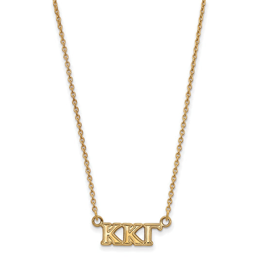 Gold Plated Sterling Silver Logoart Kappa Gamma Sorority Greek Letters Extra Small Pendant 18 Inch Necklace