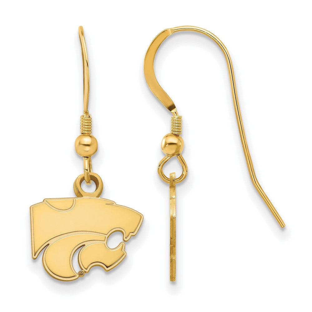 Gold Plated Sterling Silver Logoart Kansas State University Wildcat Extra Small Dangle Wire Earrings
