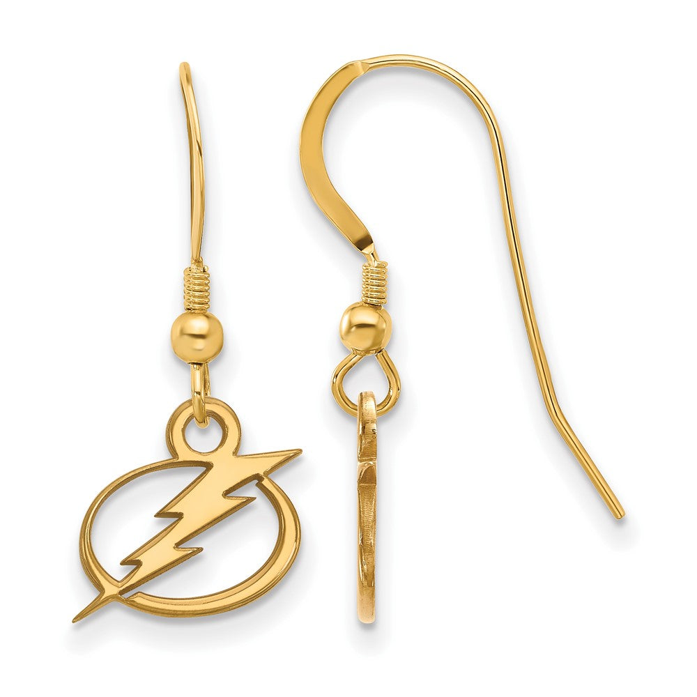 Gold Plated Sterling Silver Nhl Logoart Tampa Bay Lightning Extra Small Dangle Wire Earrings