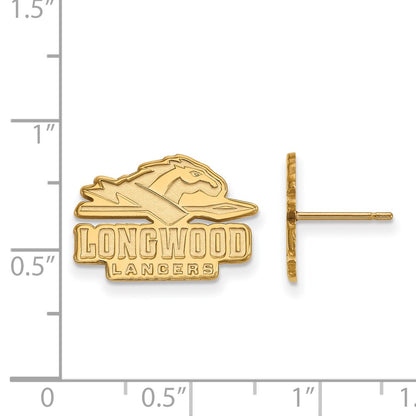10K Yellow Gold Logoart Longwood University Lancers Small Post Earrings