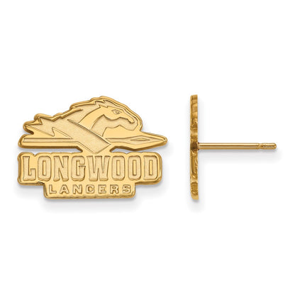 14K Yellow Gold Logoart Longwood University Lancers Small Post Earrings