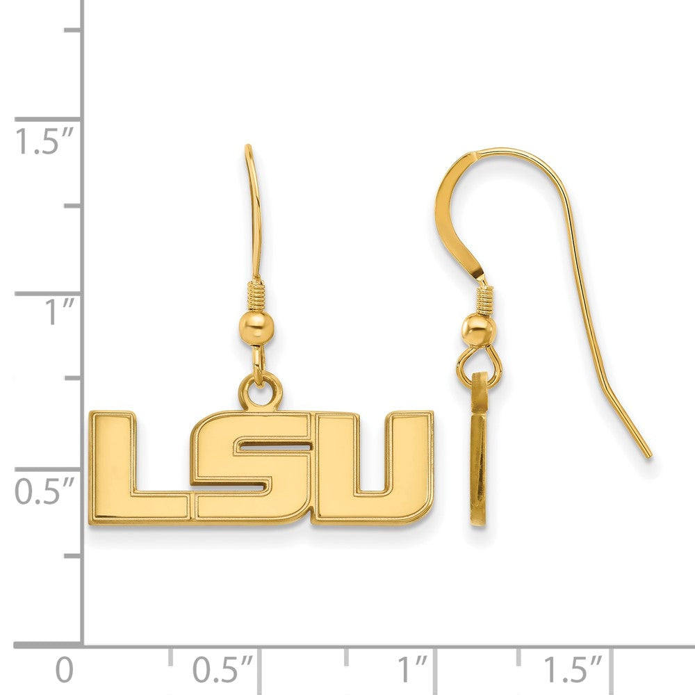 Gold Plated Sterling Silver Logoart Louisiana State University L S U Small Dangle Wire Earrings