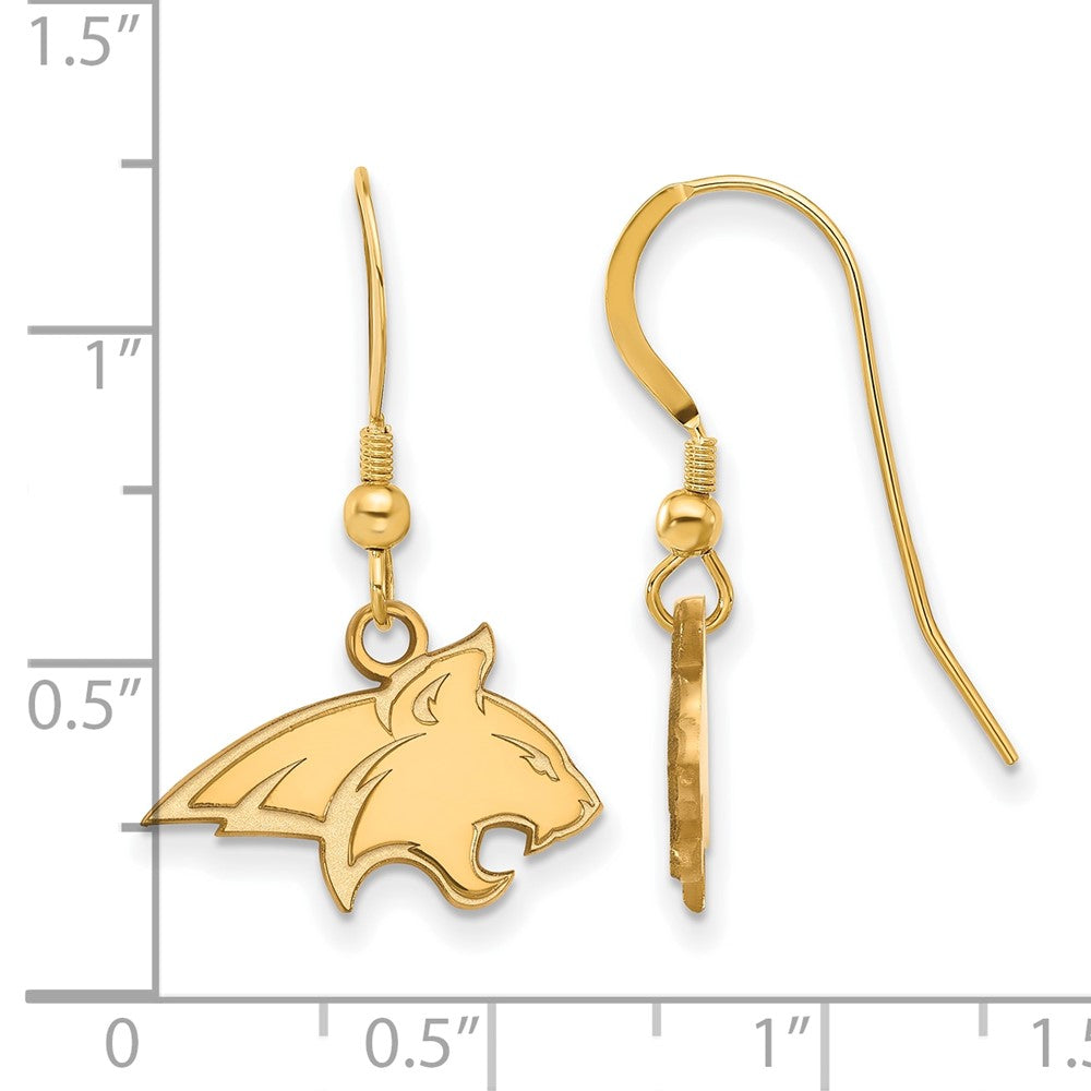 Gold Plated Sterling Silver Logoart Montana State University Bobcat Small Dangle Wire Earrings