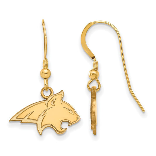 Gold Plated Sterling Silver Logoart Montana State University Bobcat Small Dangle Wire Earrings