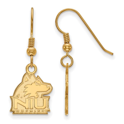 Gold Plated Sterling Silver Logoart Northern Illinois University N I U Huskies Small Dangle Wire Earrings