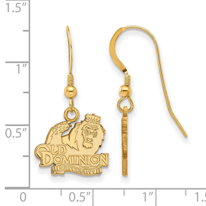 Gold Plated Sterling Silver Logoart Old Dominion University Small Dangle Wire Earrings