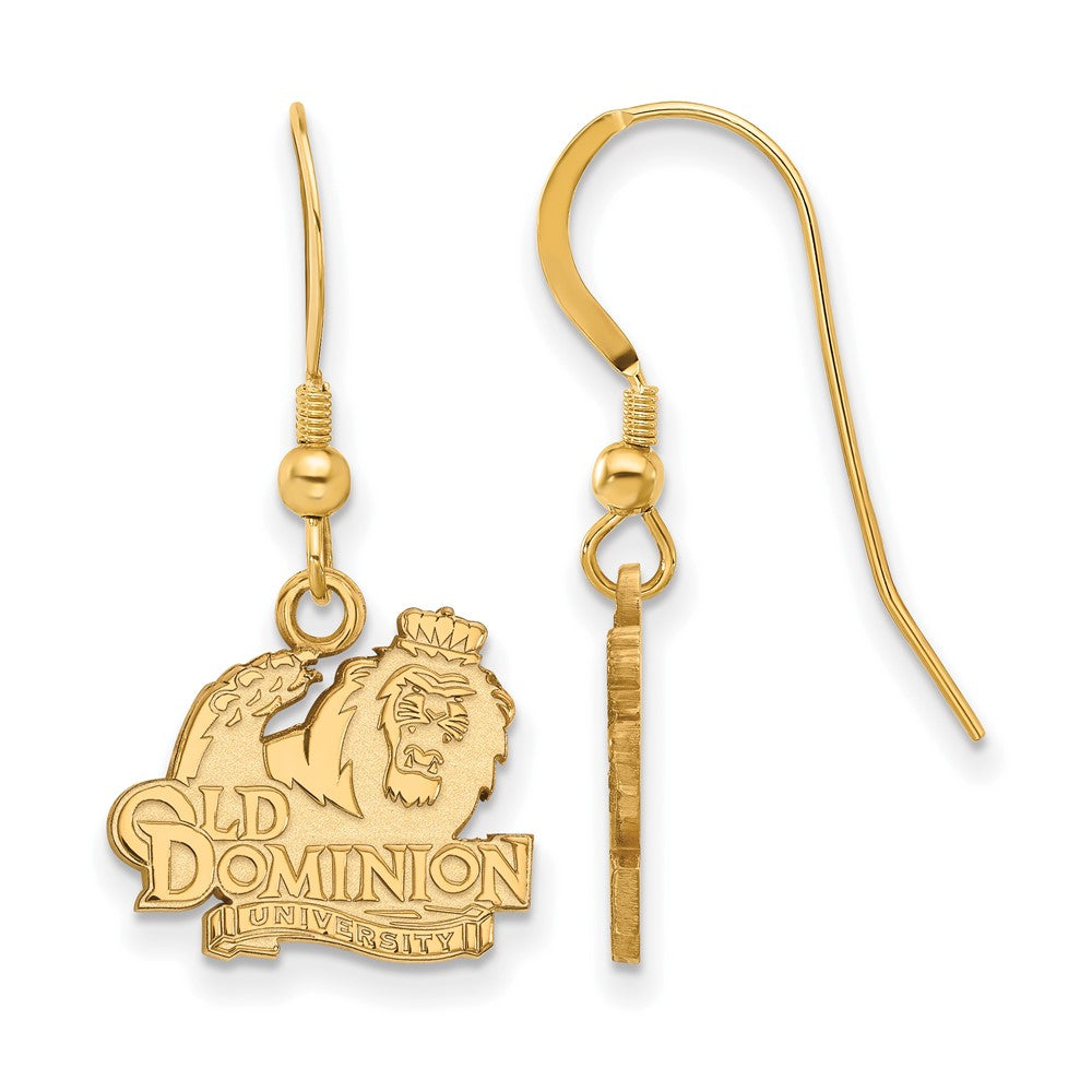 Gold Plated Sterling Silver Logoart Old Dominion University Small Dangle Wire Earrings