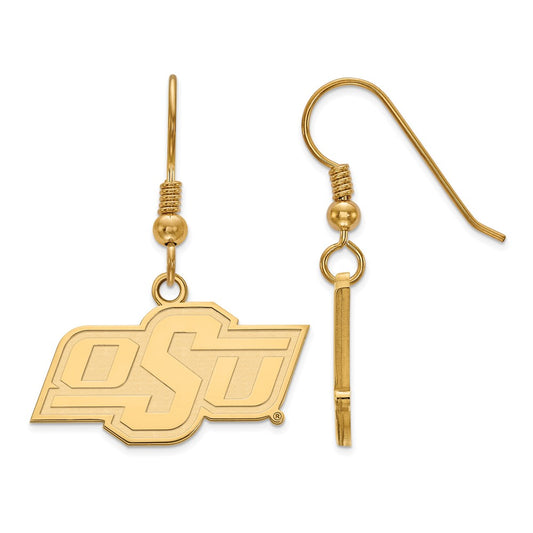 Gold Plated Sterling Silver Logoart Oklahoma State University O S U Small Dangle Earrings