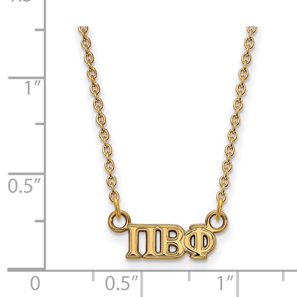 Gold Plated Sterling Silver Logoart Pi Beta Phi Sorority Greek Letters Extra Small Pendant 18 Inch Necklace