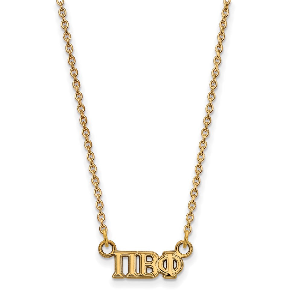 Gold Plated Sterling Silver Logoart Pi Beta Phi Sorority Greek Letters Extra Small Pendant 18 Inch Necklace