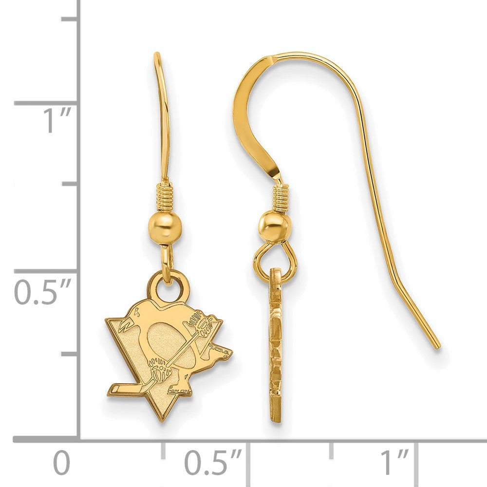 Gold Plated Sterling Silver Nhl Logoart Pittsburgh Penguins Extra Small Dangle Wire Earrings