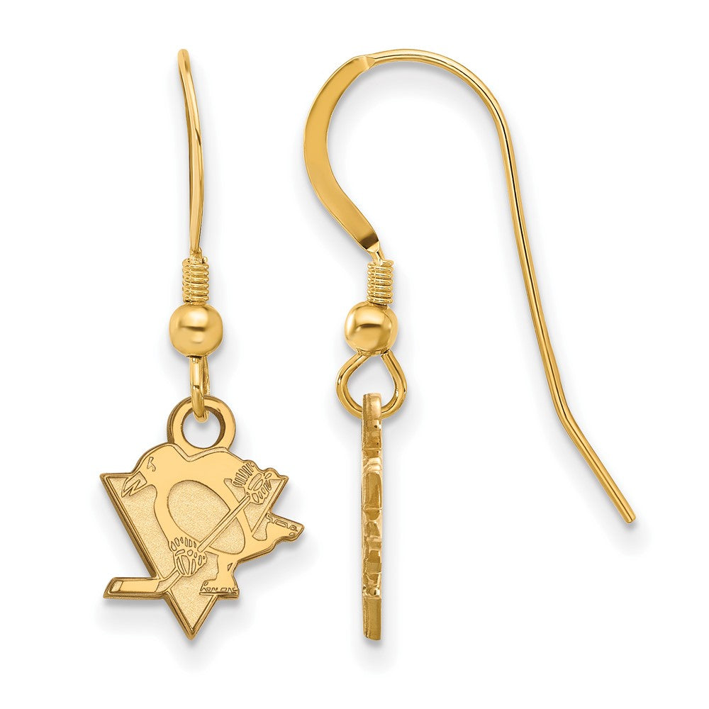 Gold Plated Sterling Silver Nhl Logoart Pittsburgh Penguins Extra Small Dangle Wire Earrings