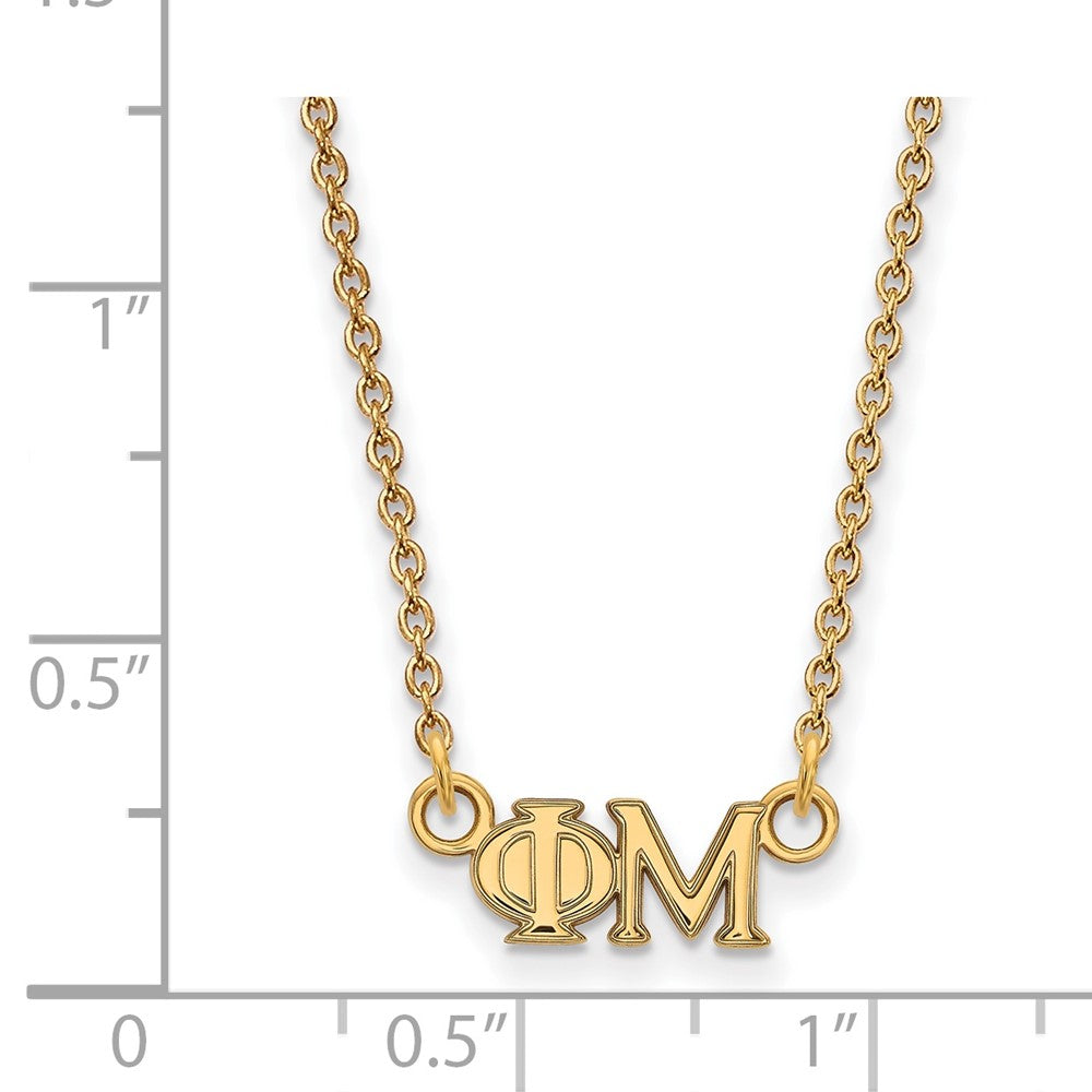 Gold Plated Sterling Silver Logoart Phi Mu Sorority Greek Letters Extra Small Pendant 18 Inch Necklace