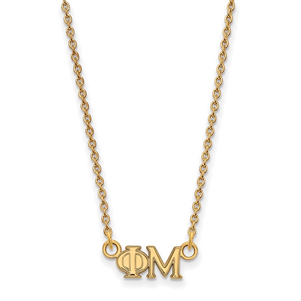 Gold Plated Sterling Silver Logoart Phi Mu Sorority Greek Letters Extra Small Pendant 18 Inch Necklace