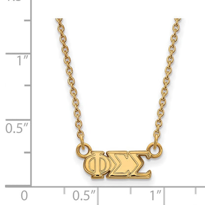 Gold Plated Sterling Silver Logoart Phi Sigma Sorority Greek Letters Extra Small Pendant 18 Inch Necklace