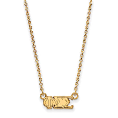 Gold Plated Sterling Silver Logoart Phi Sigma Sorority Greek Letters Extra Small Pendant 18 Inch Necklace