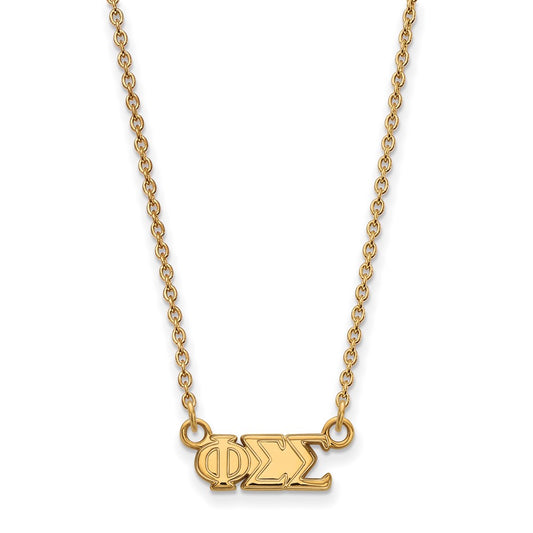 Gold Plated Sterling Silver Logoart Phi Sigma Sorority Greek Letters Extra Small Pendant 18 Inch Necklace
