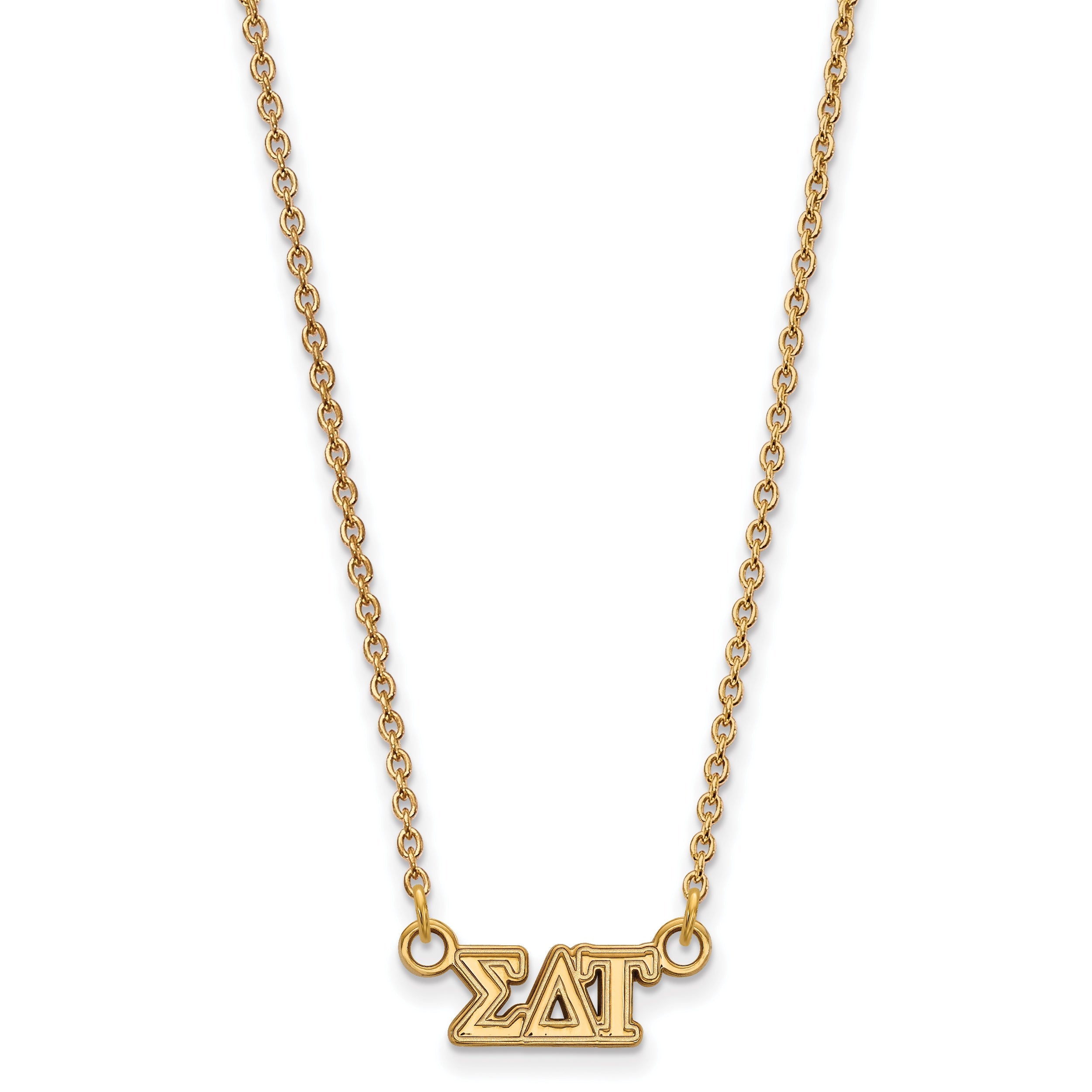 Gold Plated Sterling Silver Logoart Sigma Delta Tau Sorority Greek Letters Extra Small Pendant 18 Inch Necklace