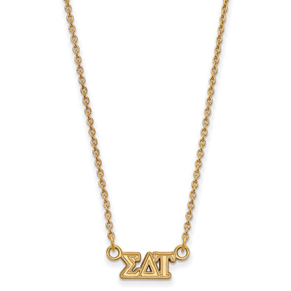 Gold Plated Sterling Silver Logoart Sigma Delta Tau Sorority Greek Letters Extra Small Pendant 18 Inch Necklace