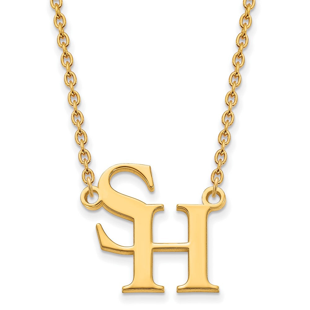 Gold Plated Sterling Silver Logoart Sam Houston State University Large Pendant 18 Inch Necklace