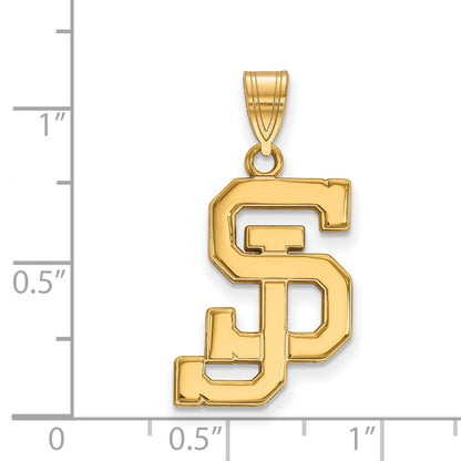 Gold Plated Sterling Silver Logoart San Jose State University S J Large Pendant