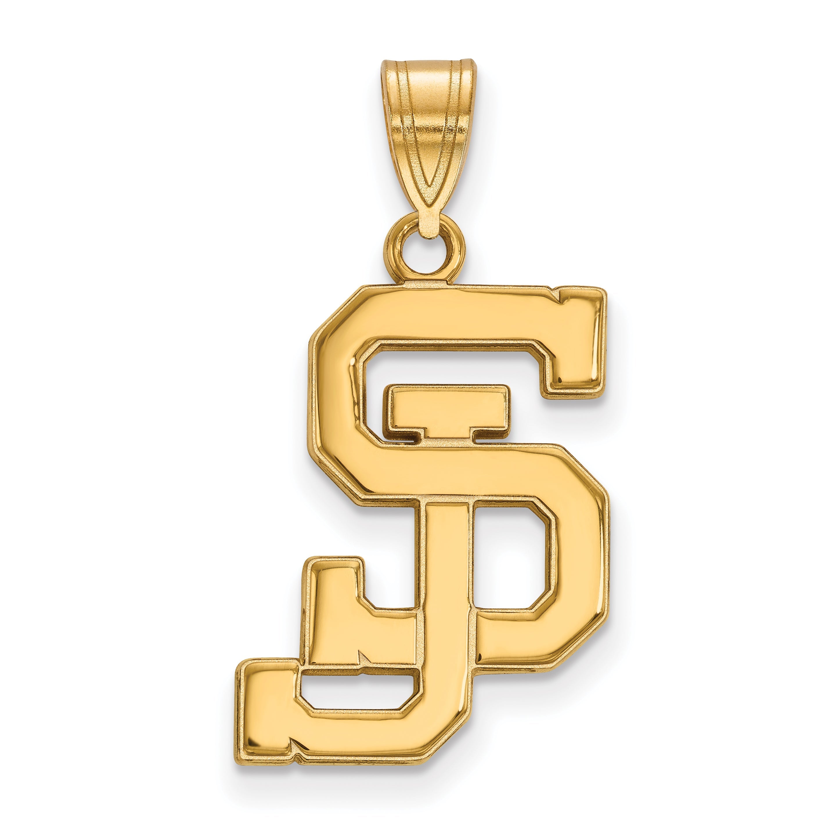 Gold Plated Sterling Silver Logoart San Jose State University S J Large Pendant