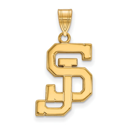 Gold Plated Sterling Silver Logoart San Jose State University S J Large Pendant