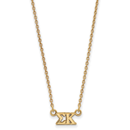 Gold Plated Sterling Silver Logoart Sigma Kappa Sorority Greek Letters Extra Small Pendant 18 Inch Necklace
