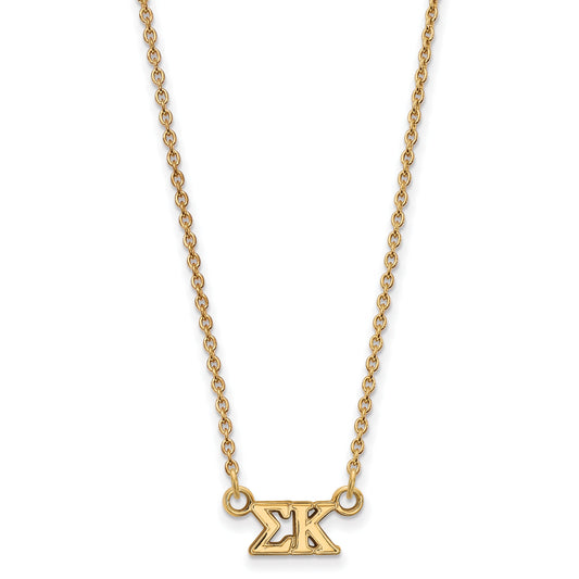 Gold Plated Sterling Silver Logoart Sigma Kappa Sorority Greek Letters Extra Small Pendant 18 Inch Necklace