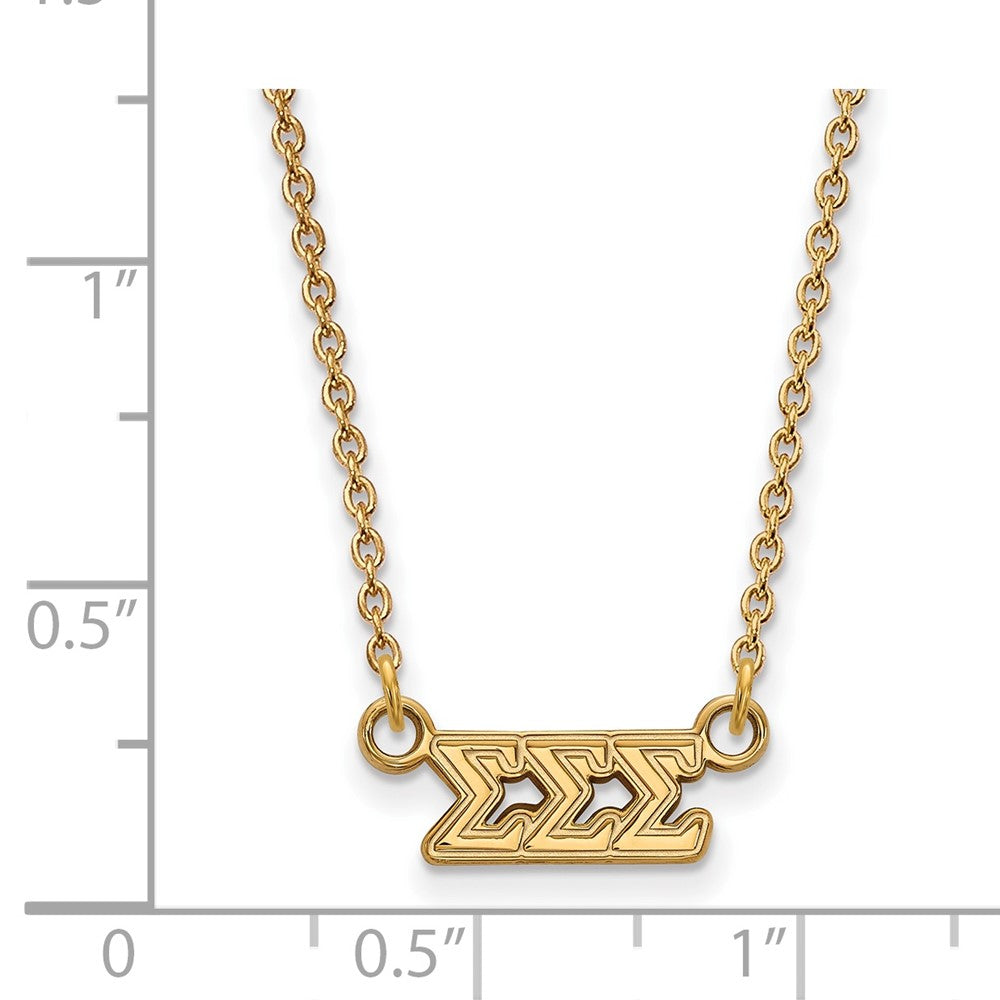 Gold Plated Sterling Silver Logoart Sigma Sorority Greek Letters Extra Small Pendant 18 Inch Necklace