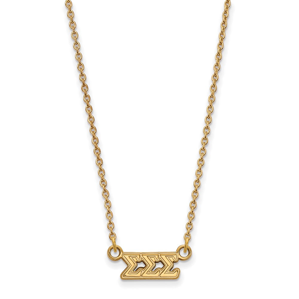 Gold Plated Sterling Silver Logoart Sigma Sorority Greek Letters Extra Small Pendant 18 Inch Necklace